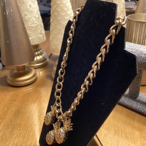 INC Brand (Macy’s) Bold Goldtone Chain and Pineapple Adjustable Necklace - Picture 5 of 7